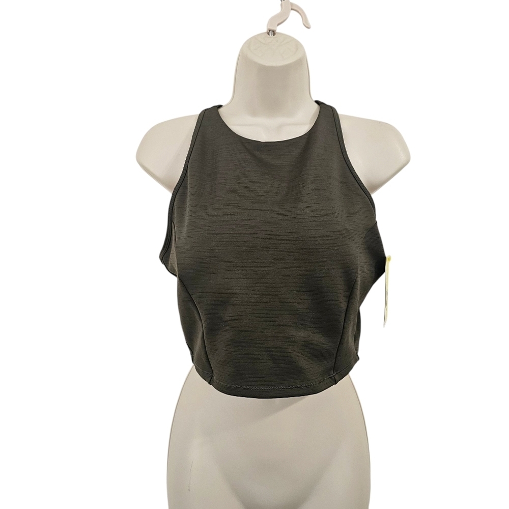 ALL IN MOTION Crop Tank in Green Heather Size L NWT